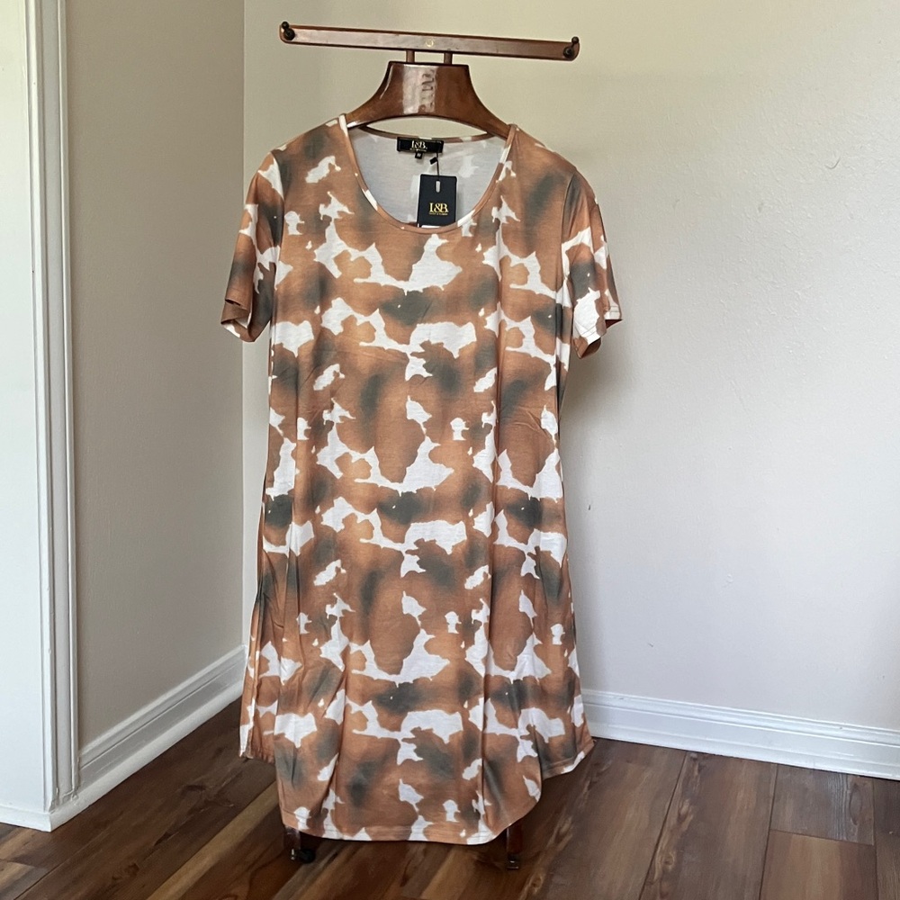 L&B Women's Dress - Brown and White Camouflage